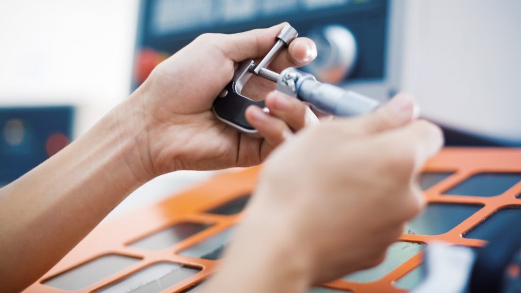 a micrometer in use